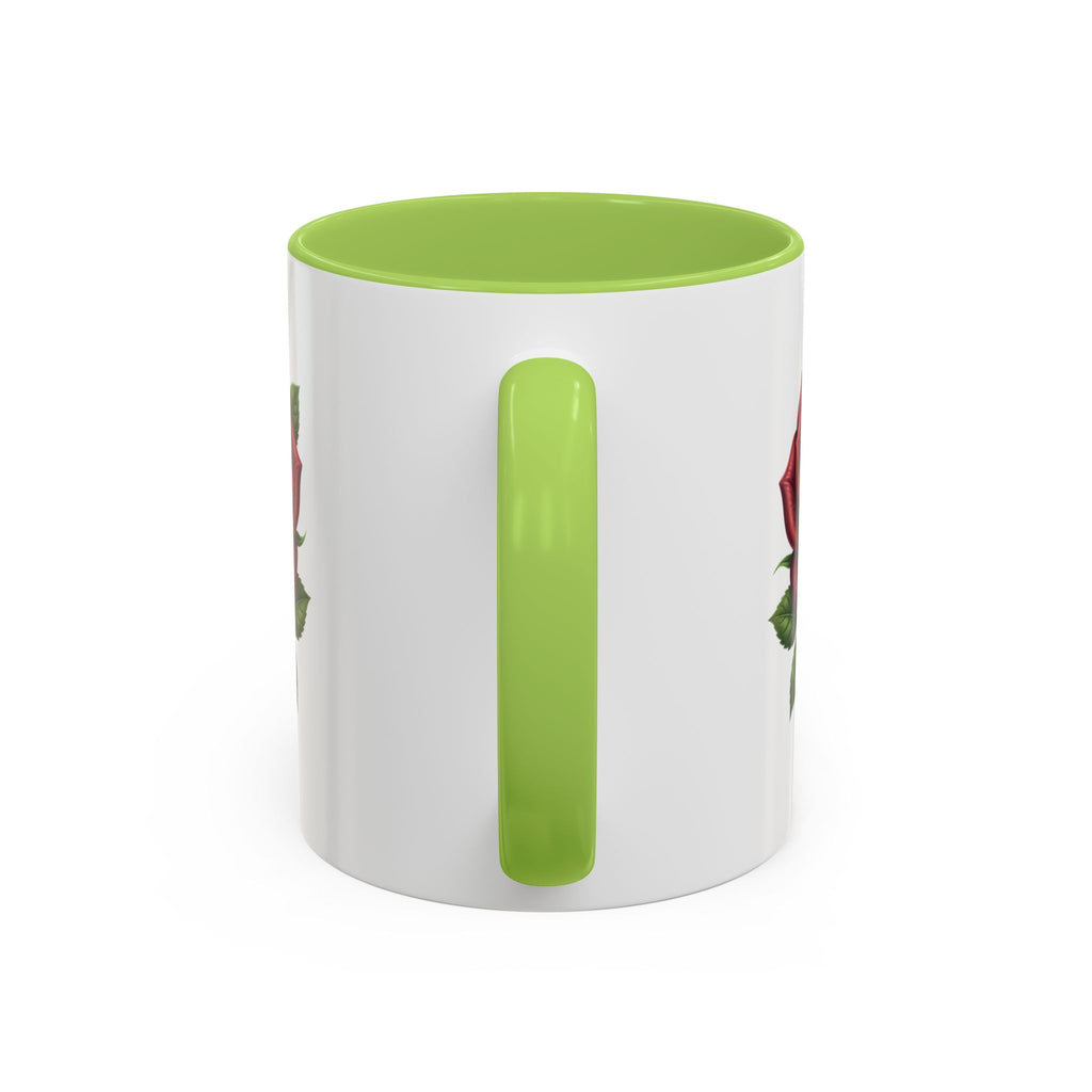 Red Rose Accent Coffee Mug — Floral Ceramic Coffee Cup (11/15oz)