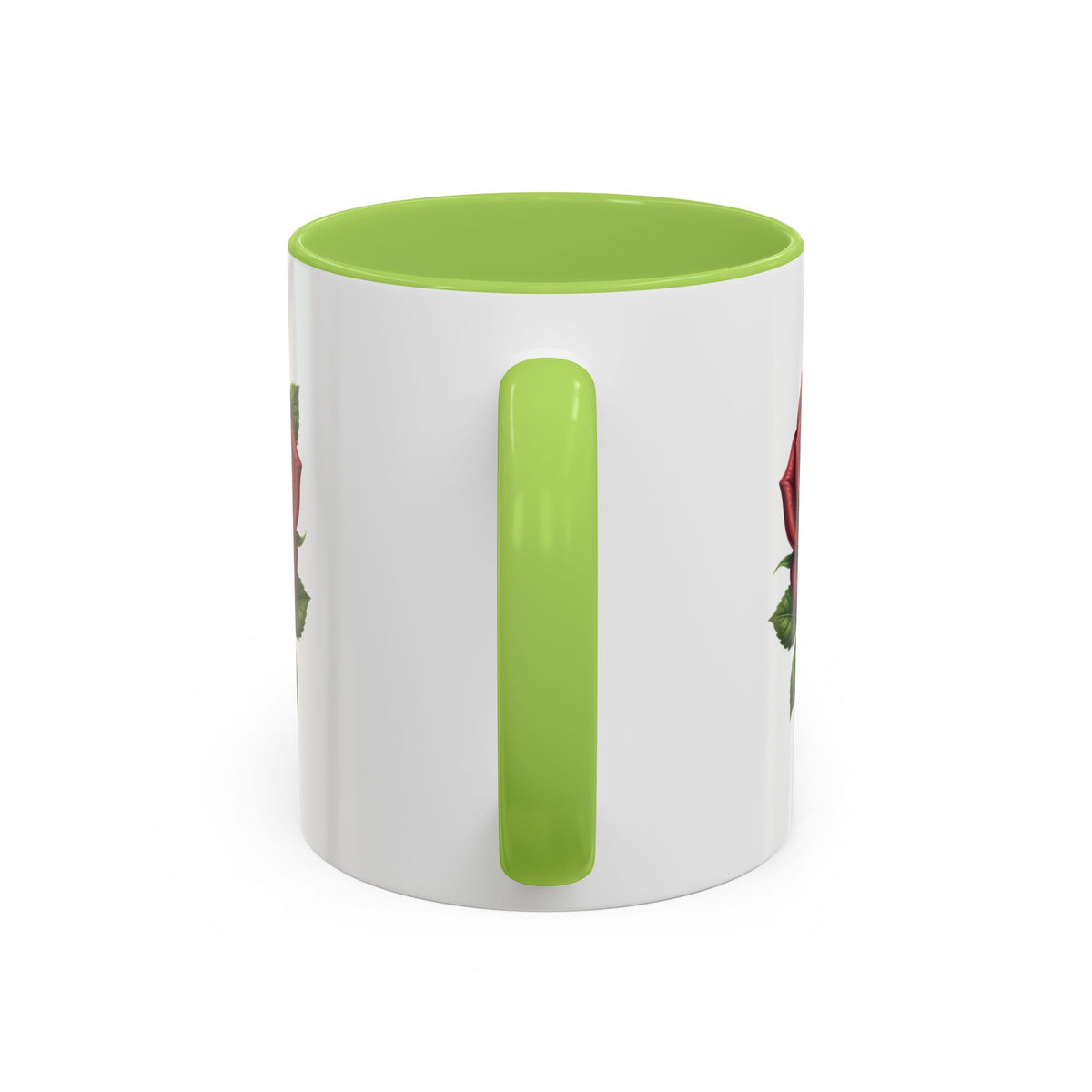 Red Rose Accent Coffee Mug — Floral Ceramic Coffee Cup (11/15oz)