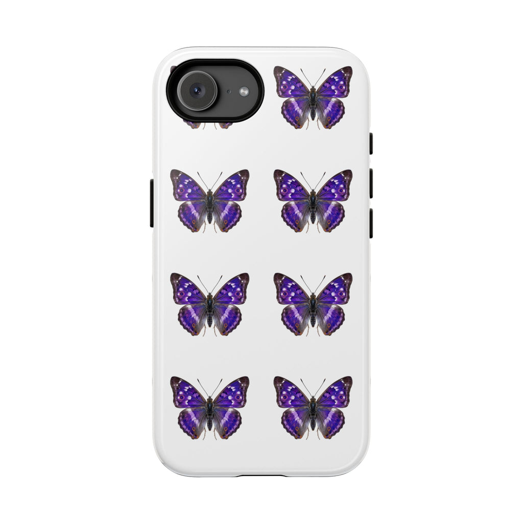 Purple Butterfly Tough Phone Case — Durable Protective iPhone Case with Repeating Butterfly Pattern