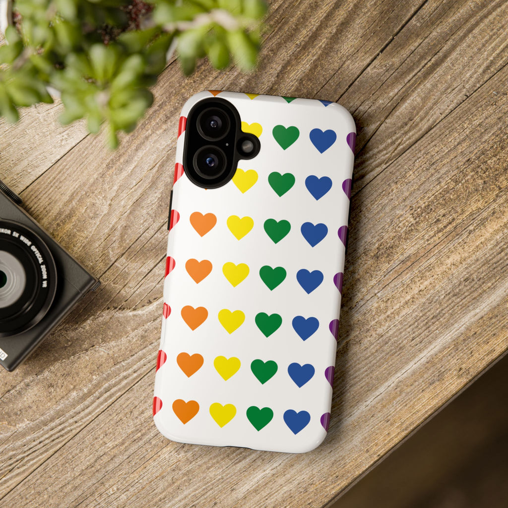 Rainbow Heart Tough Phone Case — Pride Pattern Protective Cover