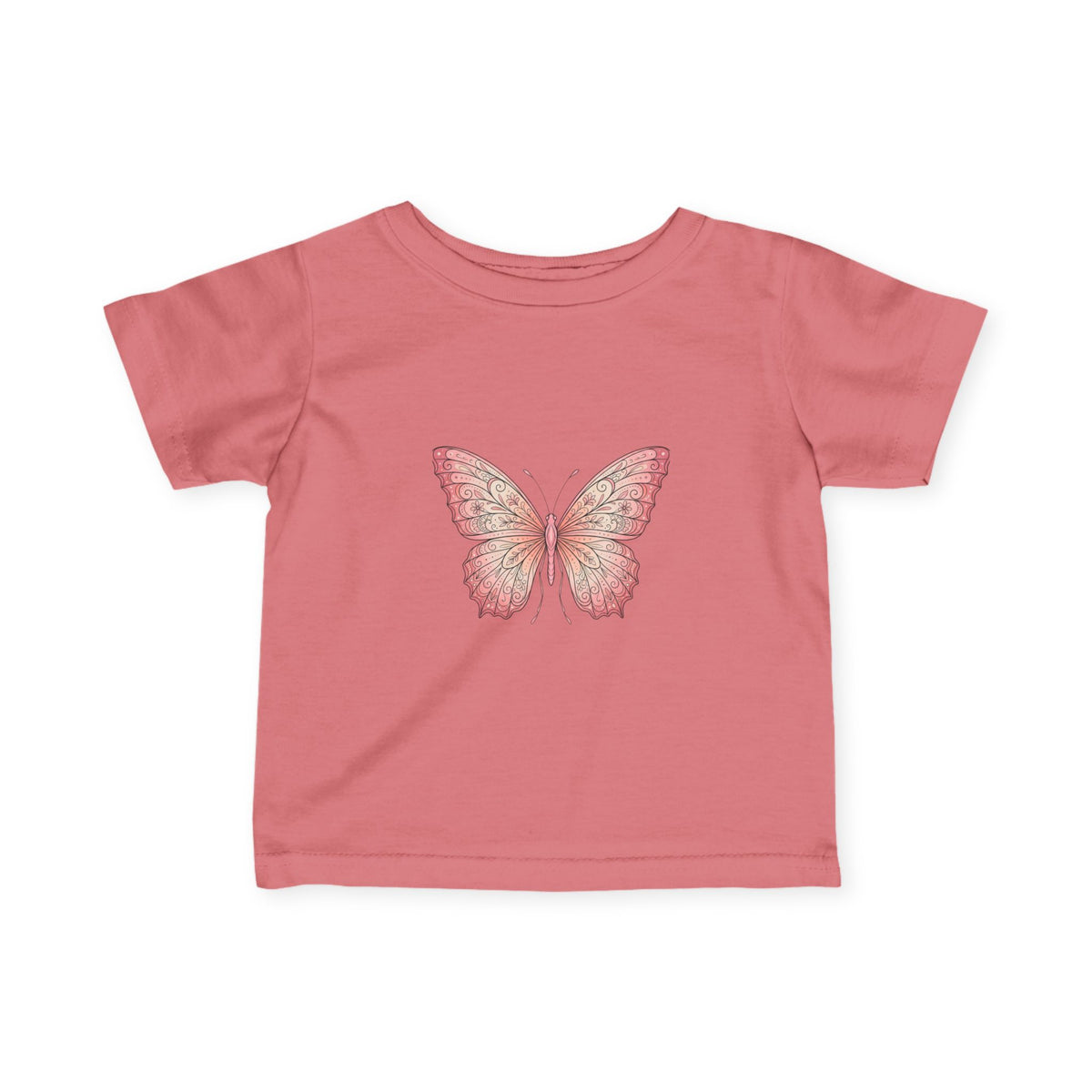 Infant Tee with Pink Watercolor Butterfly — Baby Girl Spring Floral Shirt