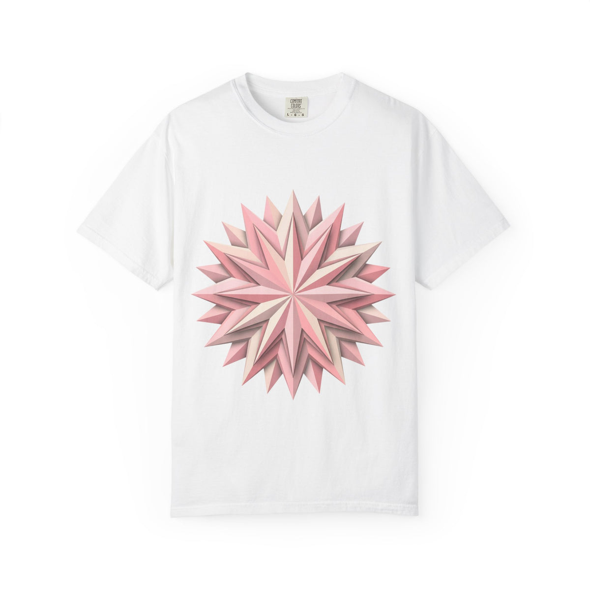 Geometric Rose Star T-Shirt — Pink 3D Origami Floral Tee