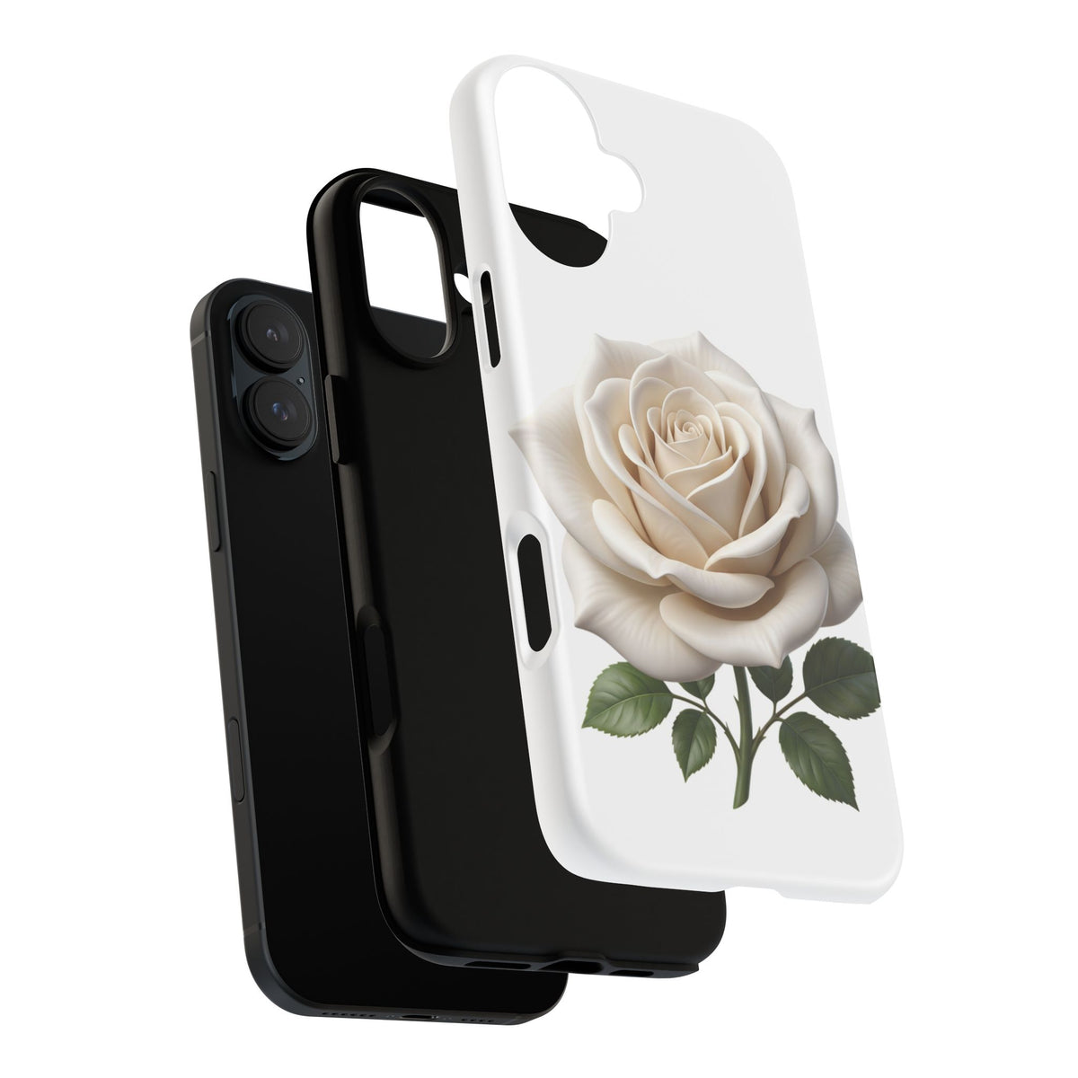 White Rose Tough Phone Case – Elegant Floral Protective Cover