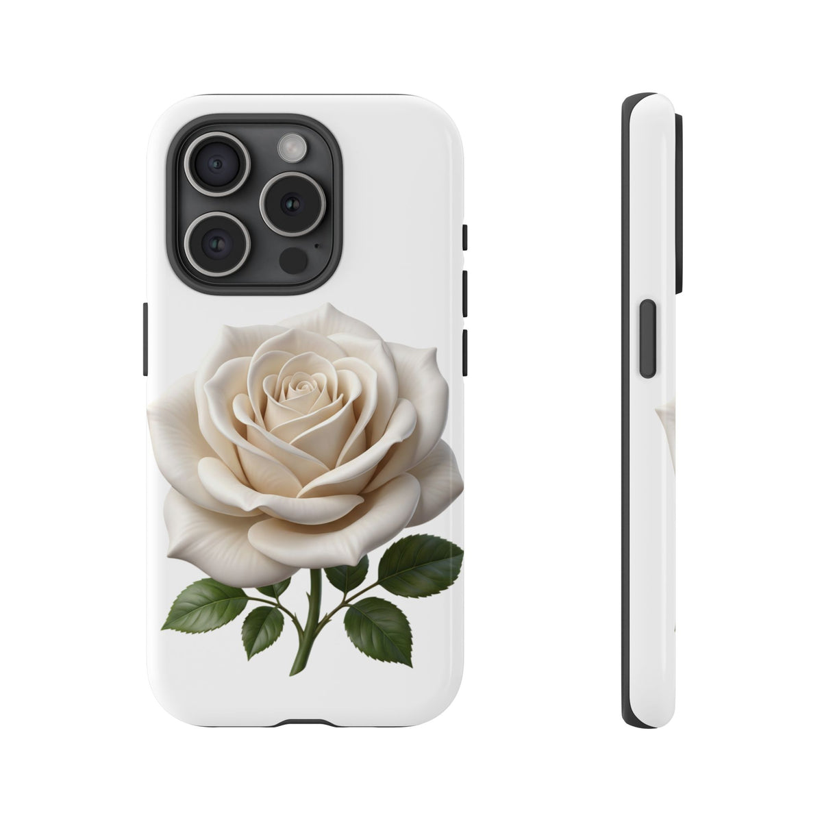 White Rose Tough Phone Case – Elegant Floral Protective Cover