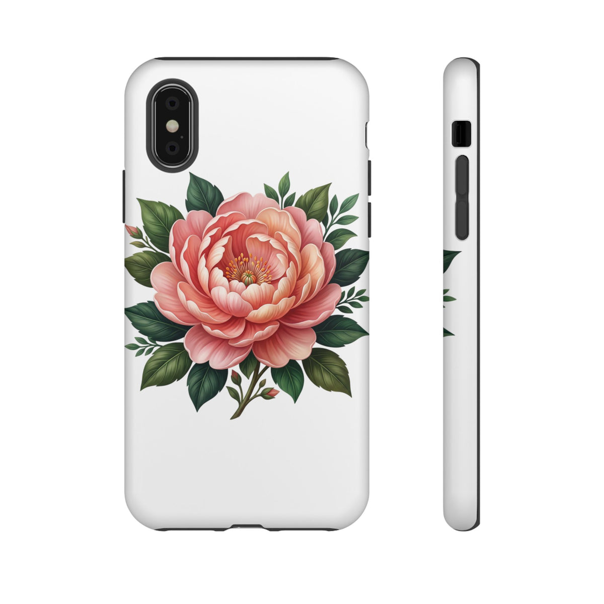 Floral Peony Tough Phone Case — Protective Botanical iPhone Cover