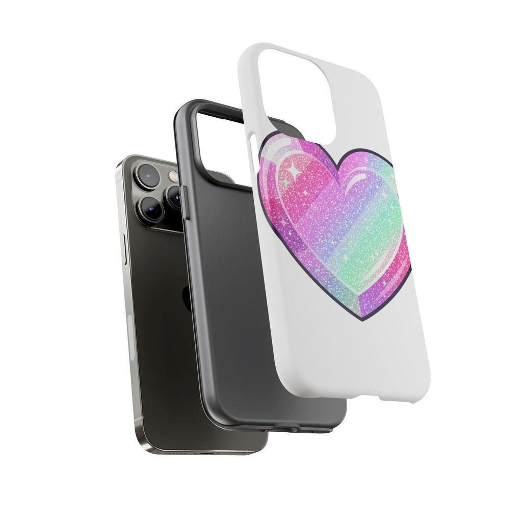 Pastel Glitter Heart Tough Phone Case — Cute Protective Phone Cover