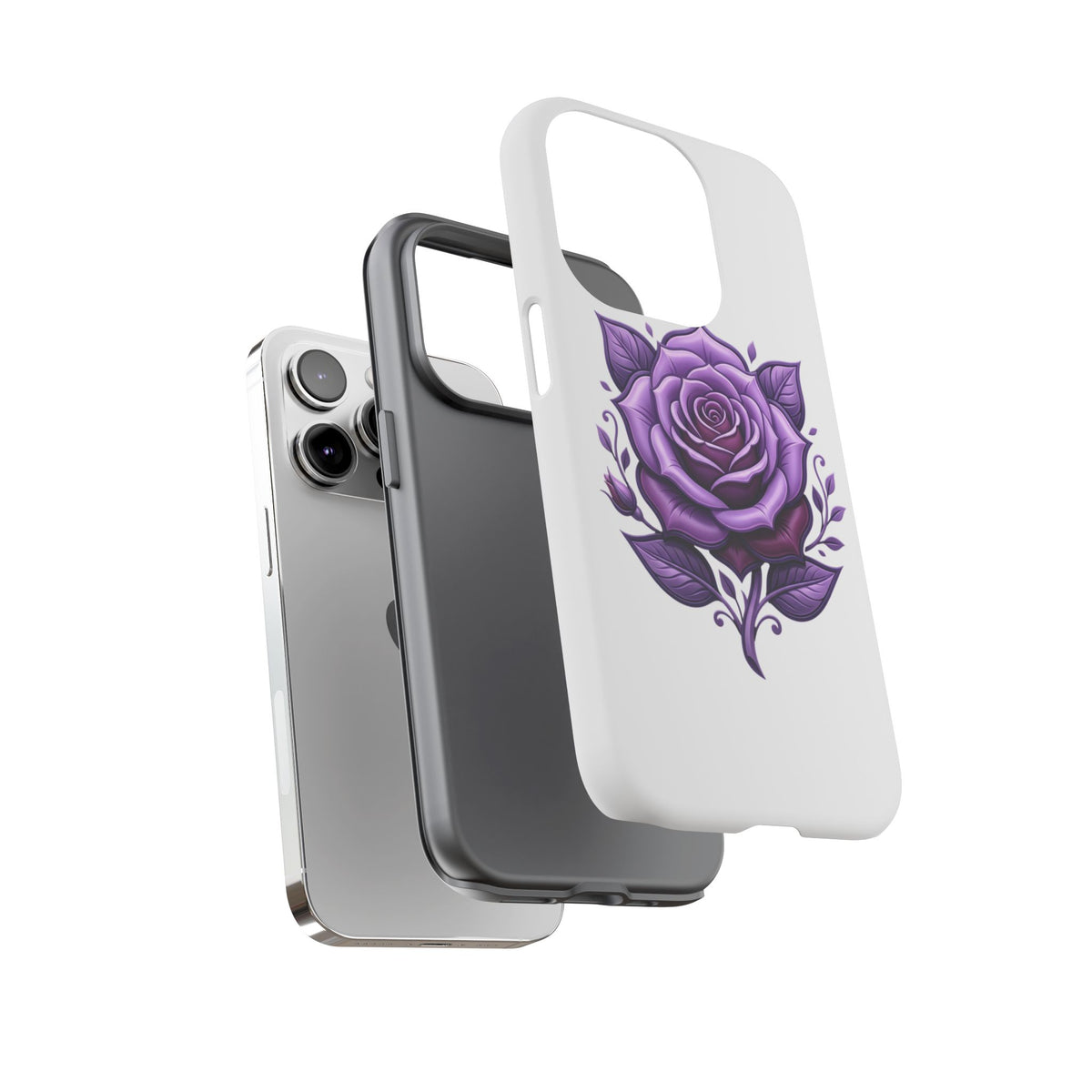 Purple Rose Tough Phone Case — Floral Protective Phone Cover