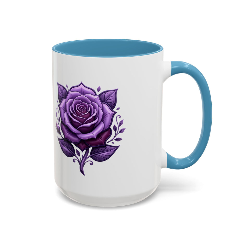 Purple Rose Accent Coffee Mug — Floral Gothic Tea Cup for Women & Gifts