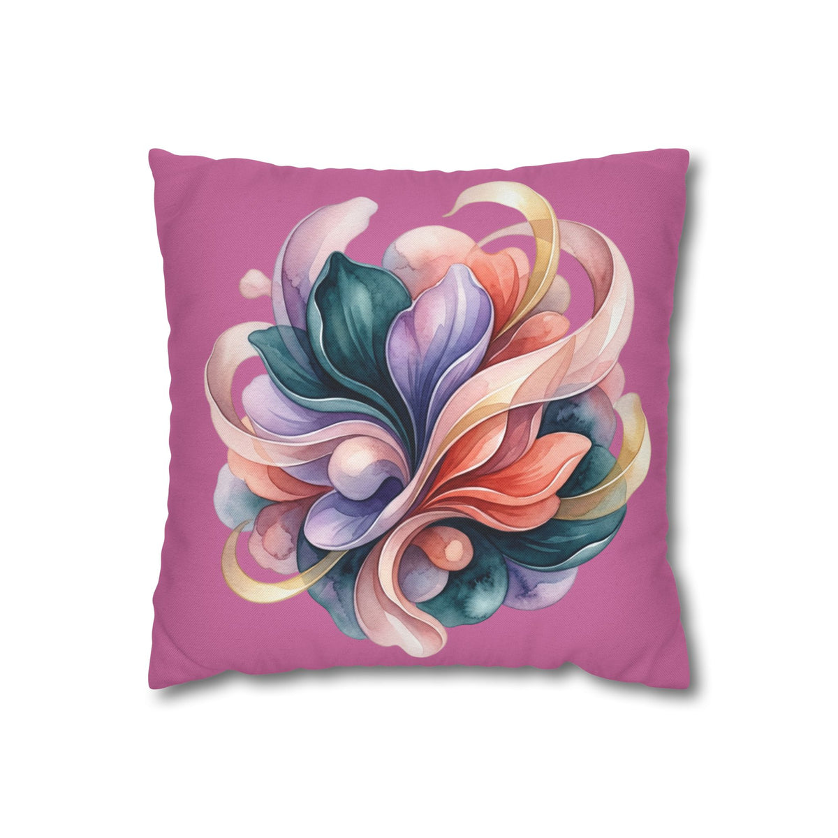 Floral Swirl Decorative Pillow — Pink Abstract Botanical Accent