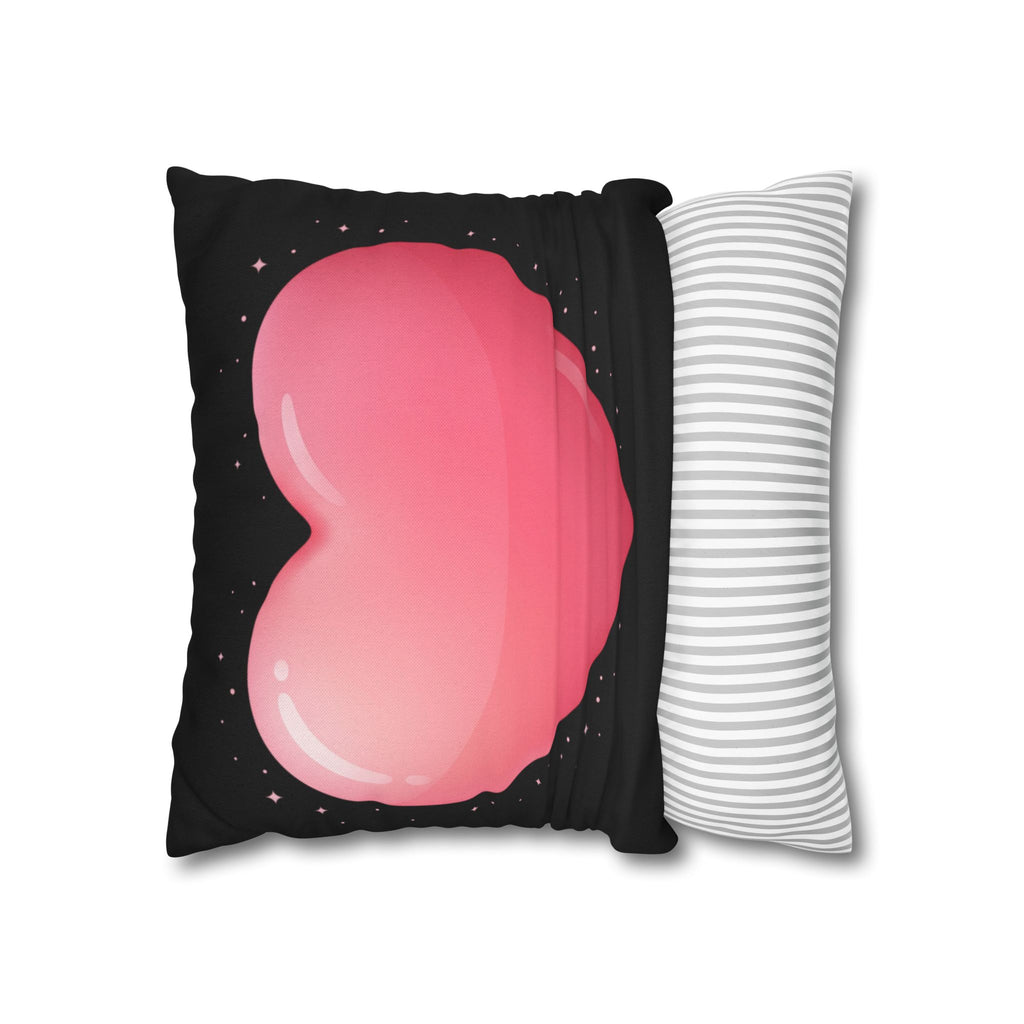 Pink Heart Black Spun Polyester Square Pillowcase