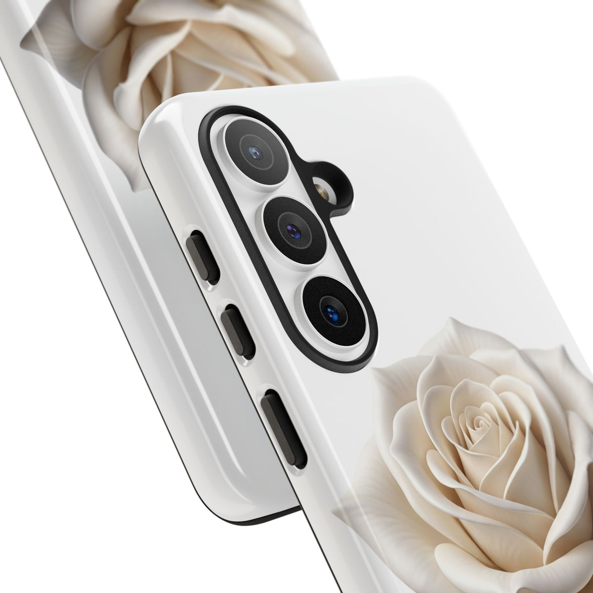 White Rose Tough Phone Case – Elegant Floral Protective Cover