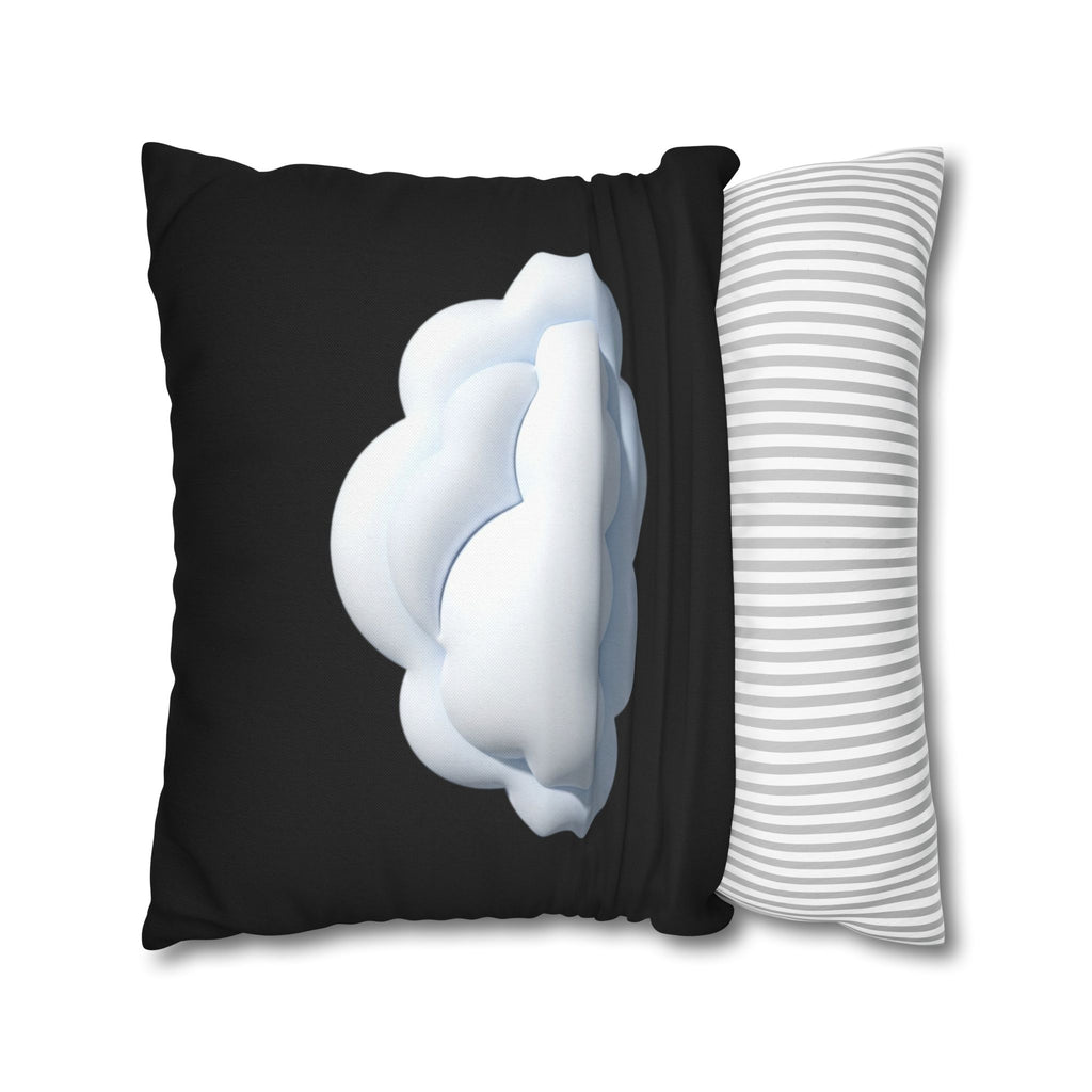 Cloud Graphic Black Pillowcase — Soft White Cloud on Black Decorative Pillow Cover