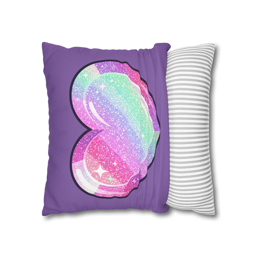 Pastel Glitter Heart Pillowcase Spun Polyester Square Pillowcase- Light Purple