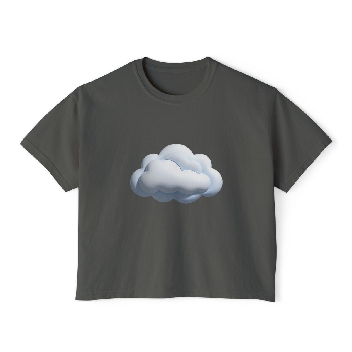 Cloud Graphic Boxy Tee — Minimal Cloud Illustration Women’s Cropped T-Shirt