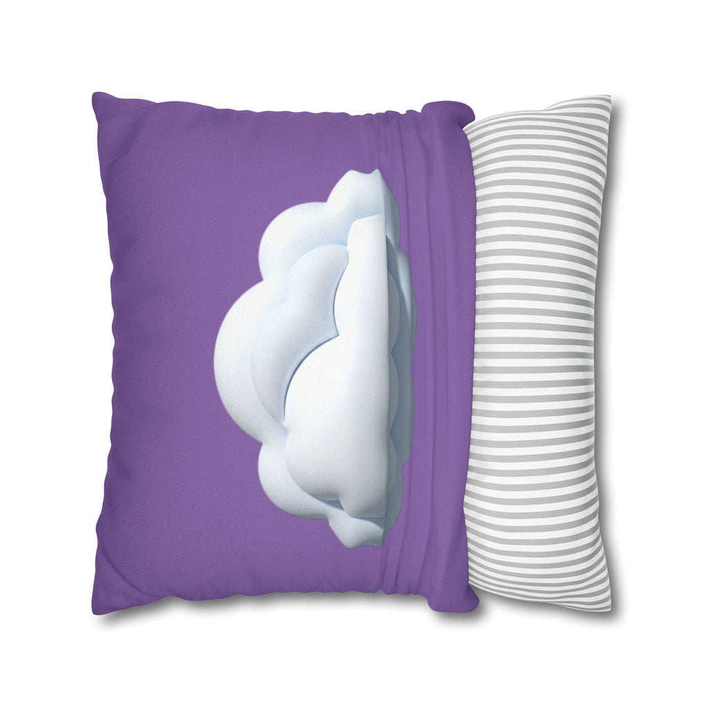 Cloud Graphic Pillowcase — Light Purple Decorative Square Throw Pillow