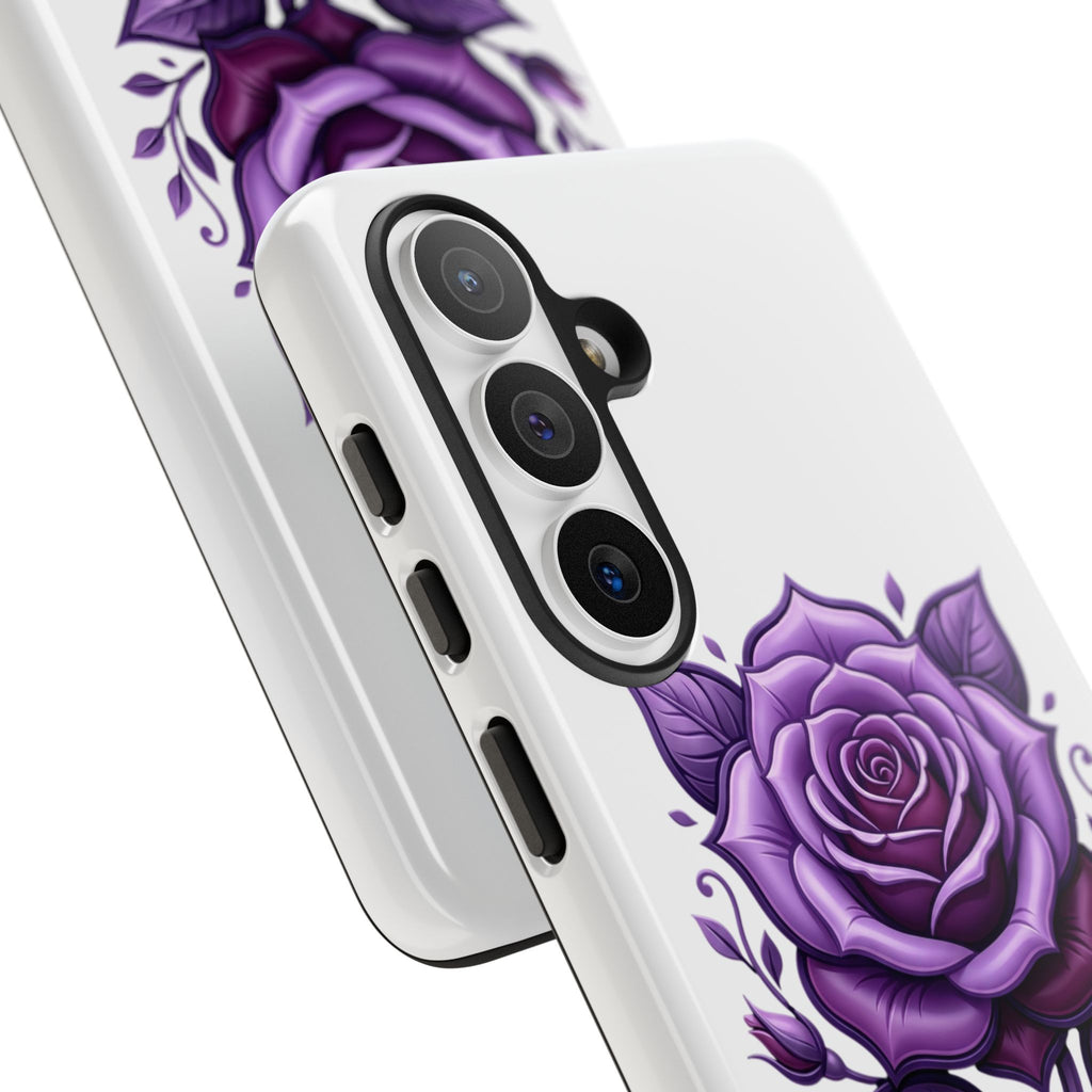 Purple Rose Tough Phone Case — Floral Protective Phone Cover