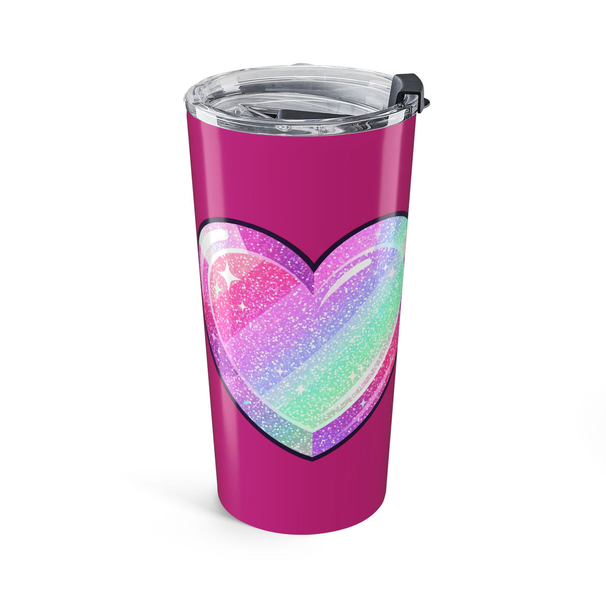 Pastel Glitter Heart Tumbler 20oz- Magenta
