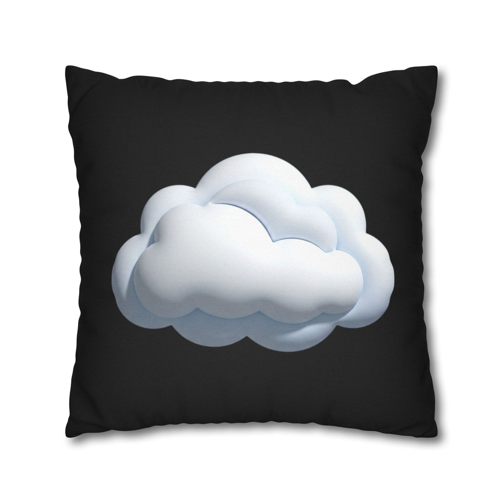 Cloud Graphic Black Pillowcase — Soft White Cloud on Black Decorative Pillow Cover