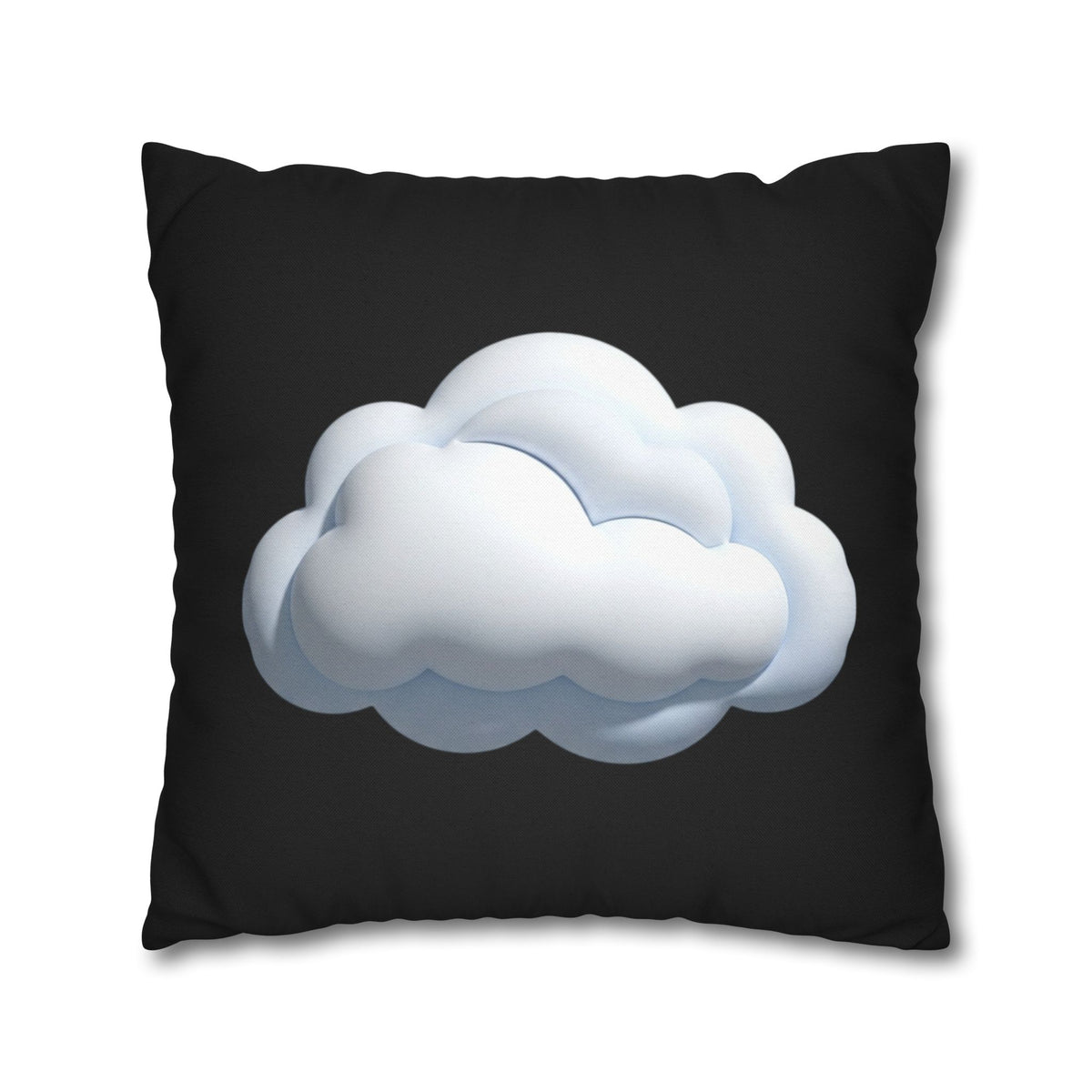Cloud Graphic Black Pillowcase — Soft White Cloud on Black Decorative Pillow Cover