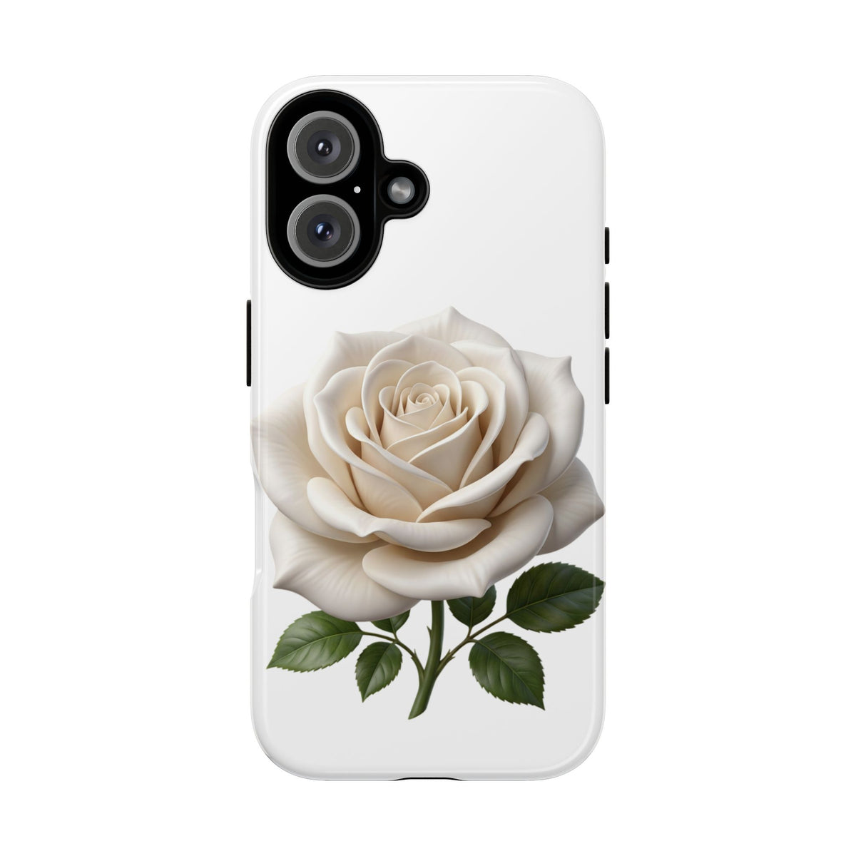 White Rose Tough Phone Case – Elegant Floral Protective Cover