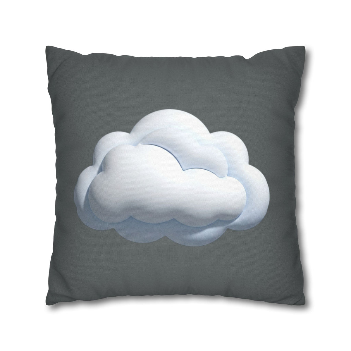 Cloud Graphic Dark Grey Pillowcase — Whimsical Grey Decorative Throw Pillow Cover