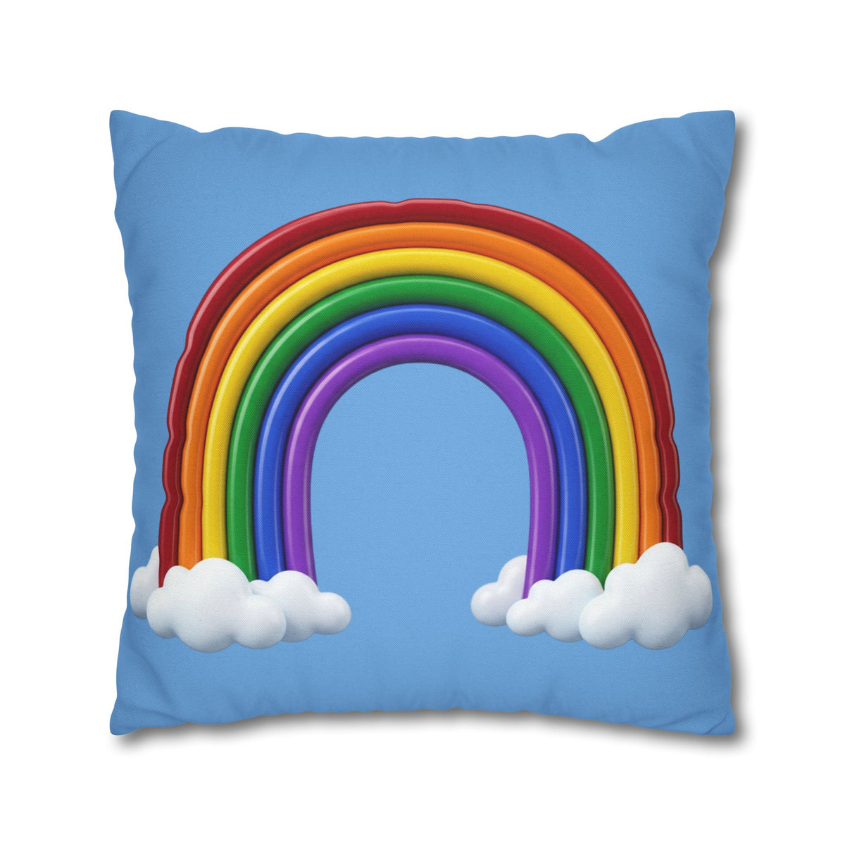 Rainbow Light Blue Spun Polyester Square Pillowcase