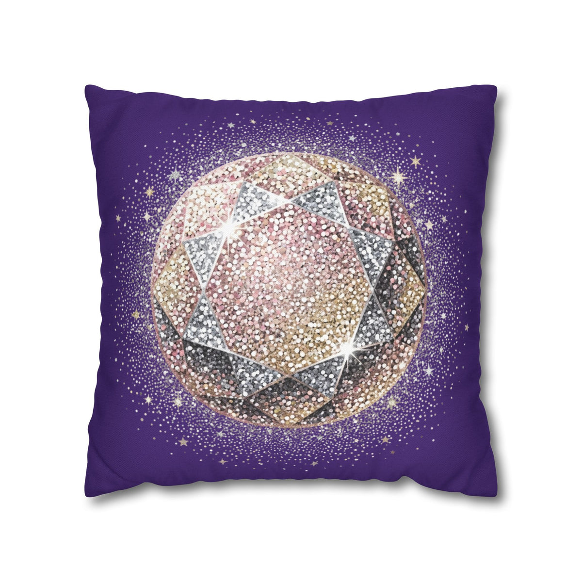 Glittery Dark Purple Spun Polyester Square Pillowcase