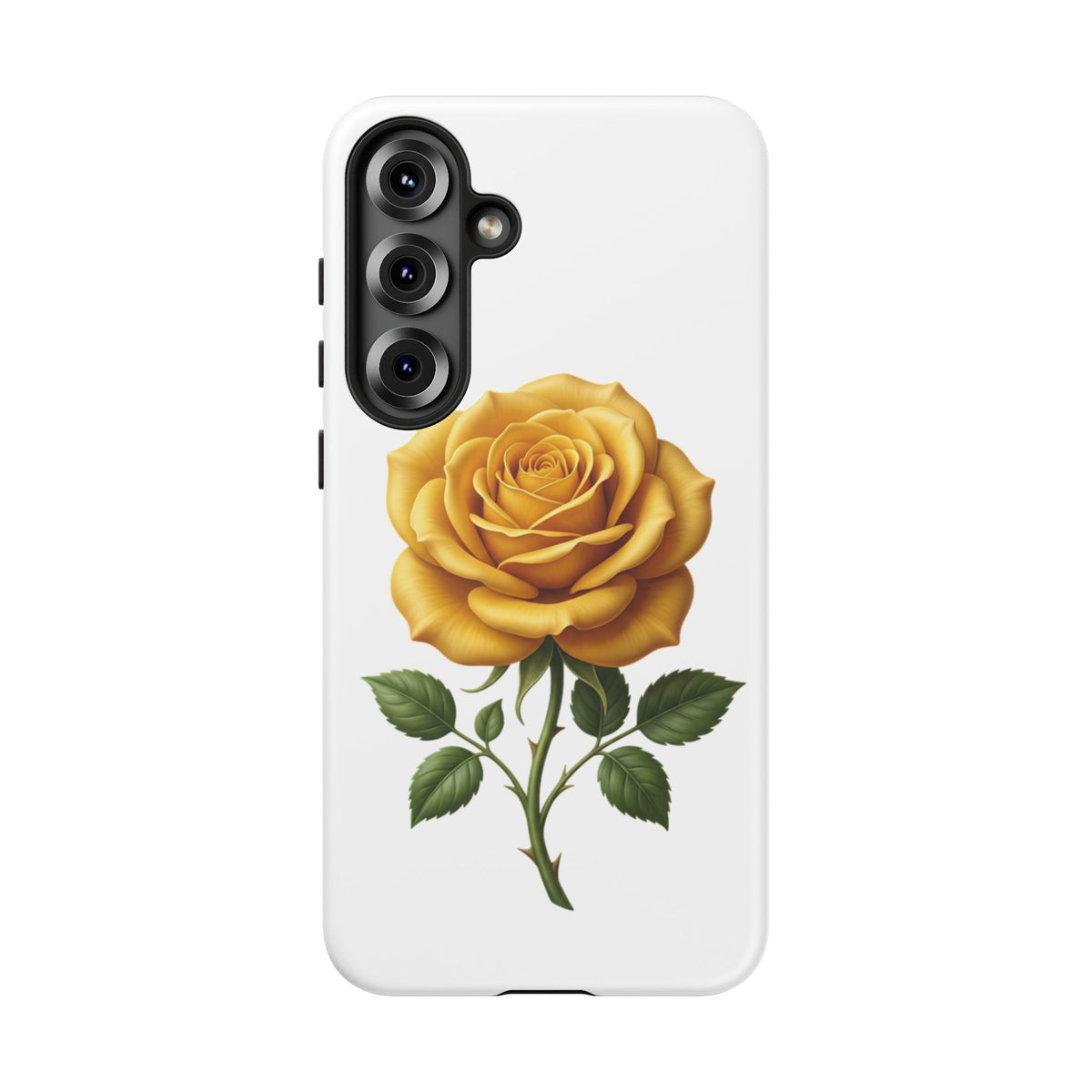 Yellow Rose Phone Case — Vintage Floral Tough Protective Cover