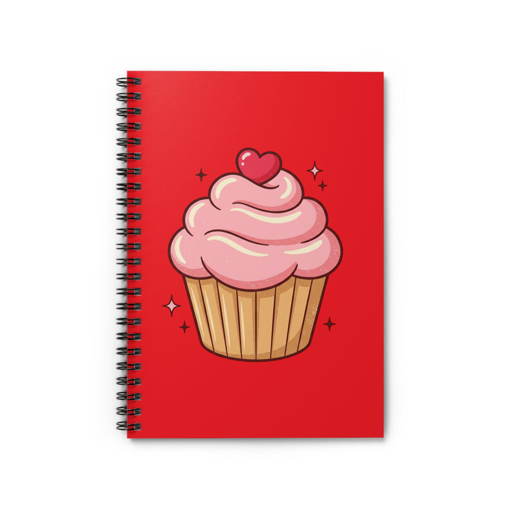 Pink Cupcake Spiral Notebook - Ruled Line- Red