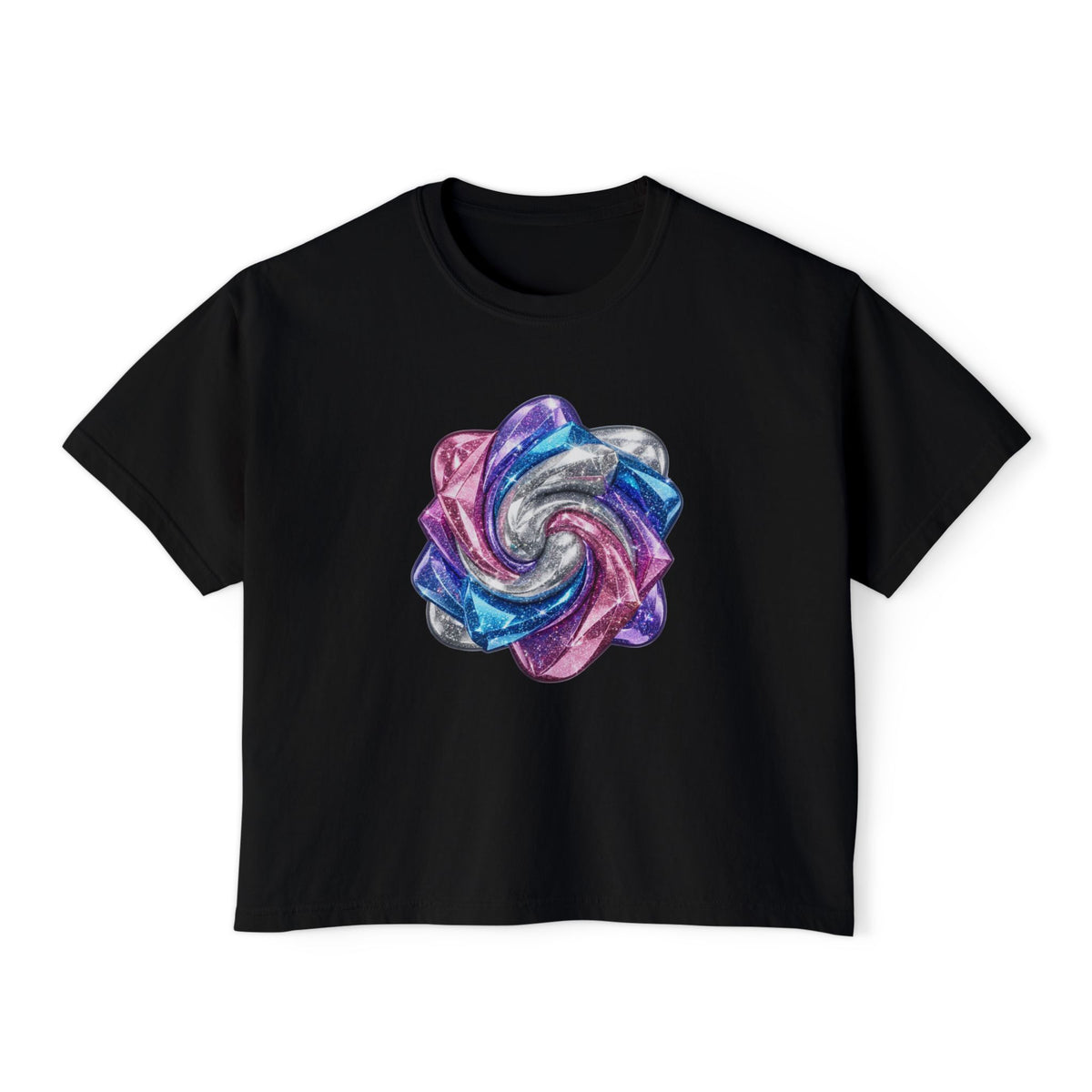 3D Glitter Design Women's Boxy Tee
