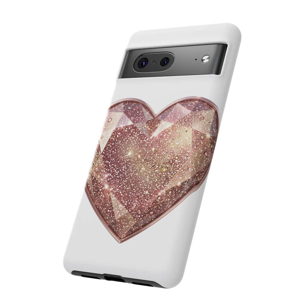 Rose Gold Glitter Crystal Heart Phone Case