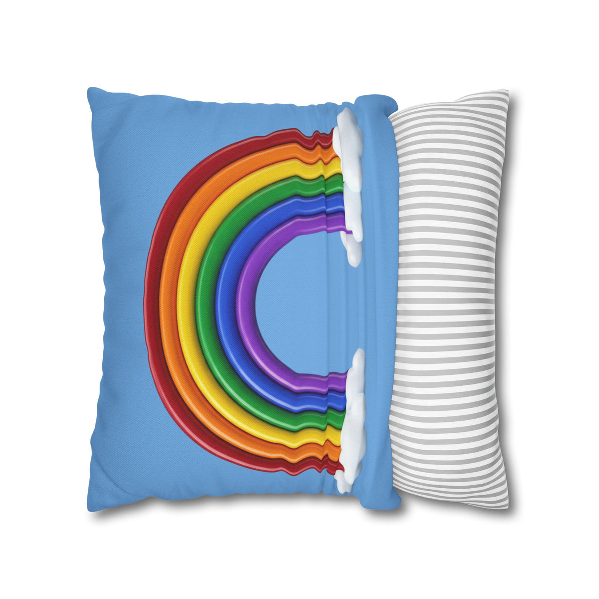 Rainbow Light Blue Spun Polyester Square Pillowcase