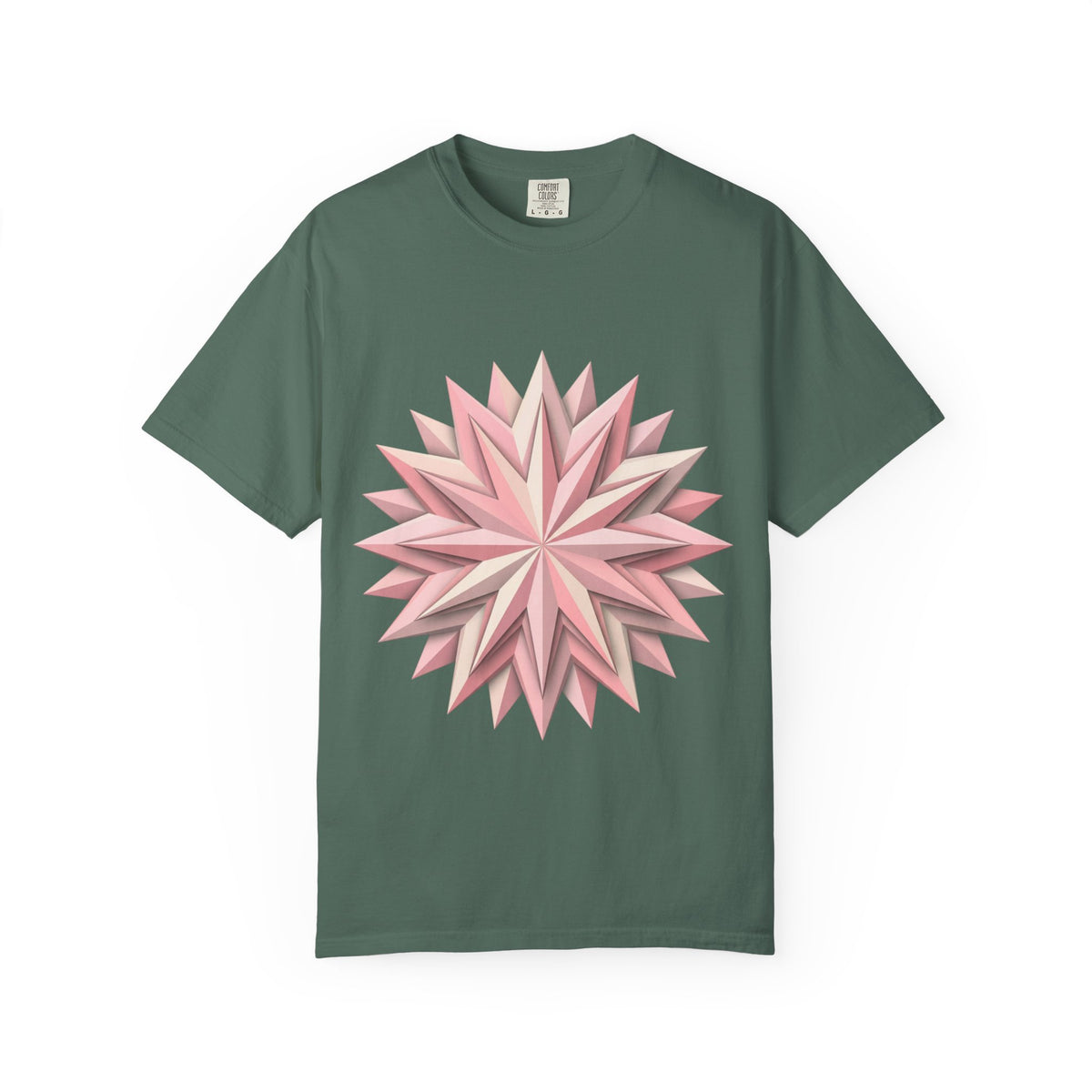 Geometric Rose Star T-Shirt — Pink 3D Origami Floral Tee