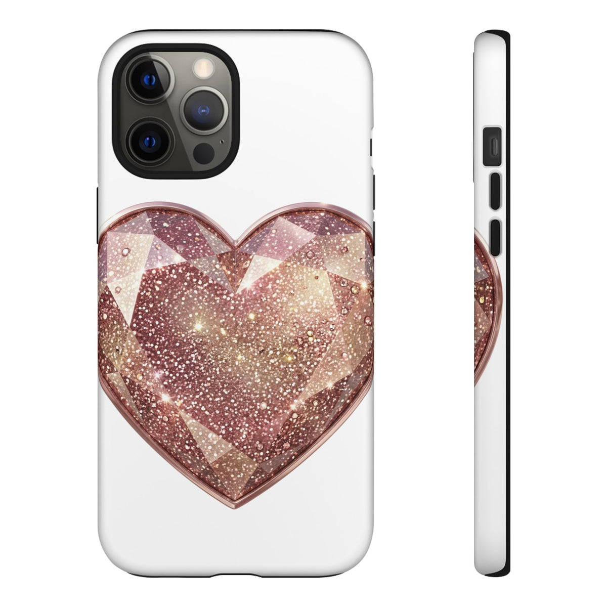 Rose Gold Glitter Crystal Heart Phone Case