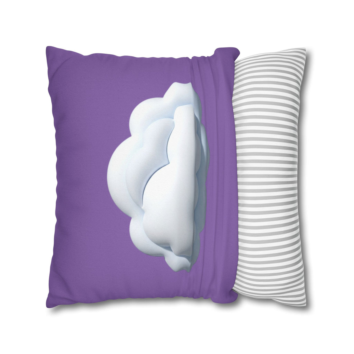 Cloud Graphic Pillowcase — Light Purple Decorative Square Throw Pillow