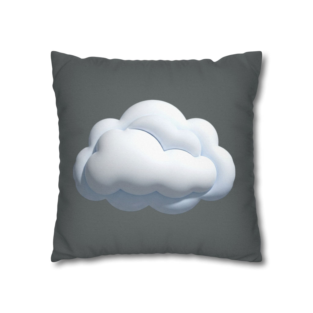 Cloud Graphic Dark Grey Pillowcase — Whimsical Grey Decorative Throw Pillow Cover