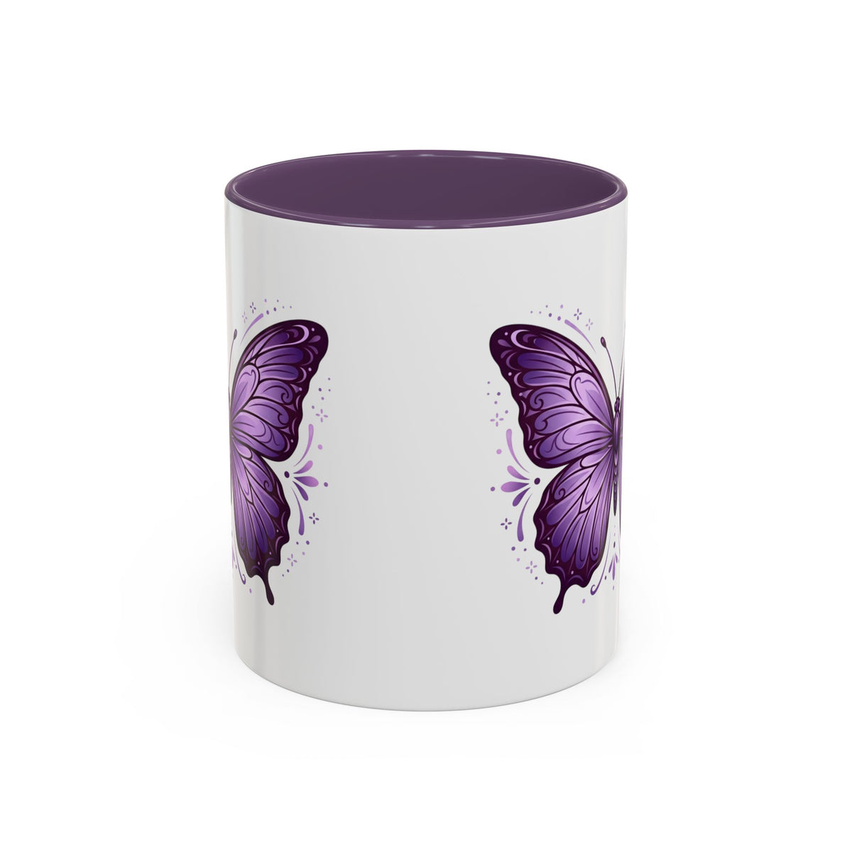 Purple Butterfly Accent Coffee Mug — 11oz & 15oz Decorative Tea Cup