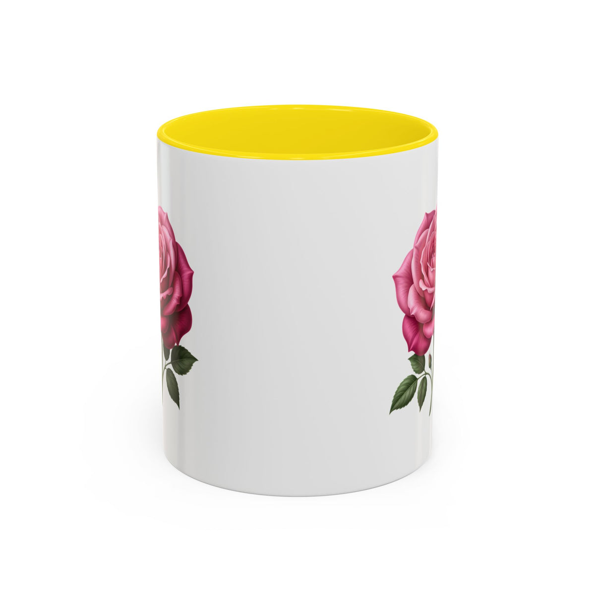 Pink Rose Accent Coffee Mug — Floral Tea & Coffee Cup (11/15 oz)
