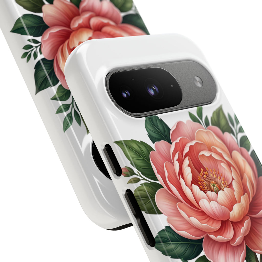 Floral Peony Tough Phone Case — Protective Botanical iPhone Cover