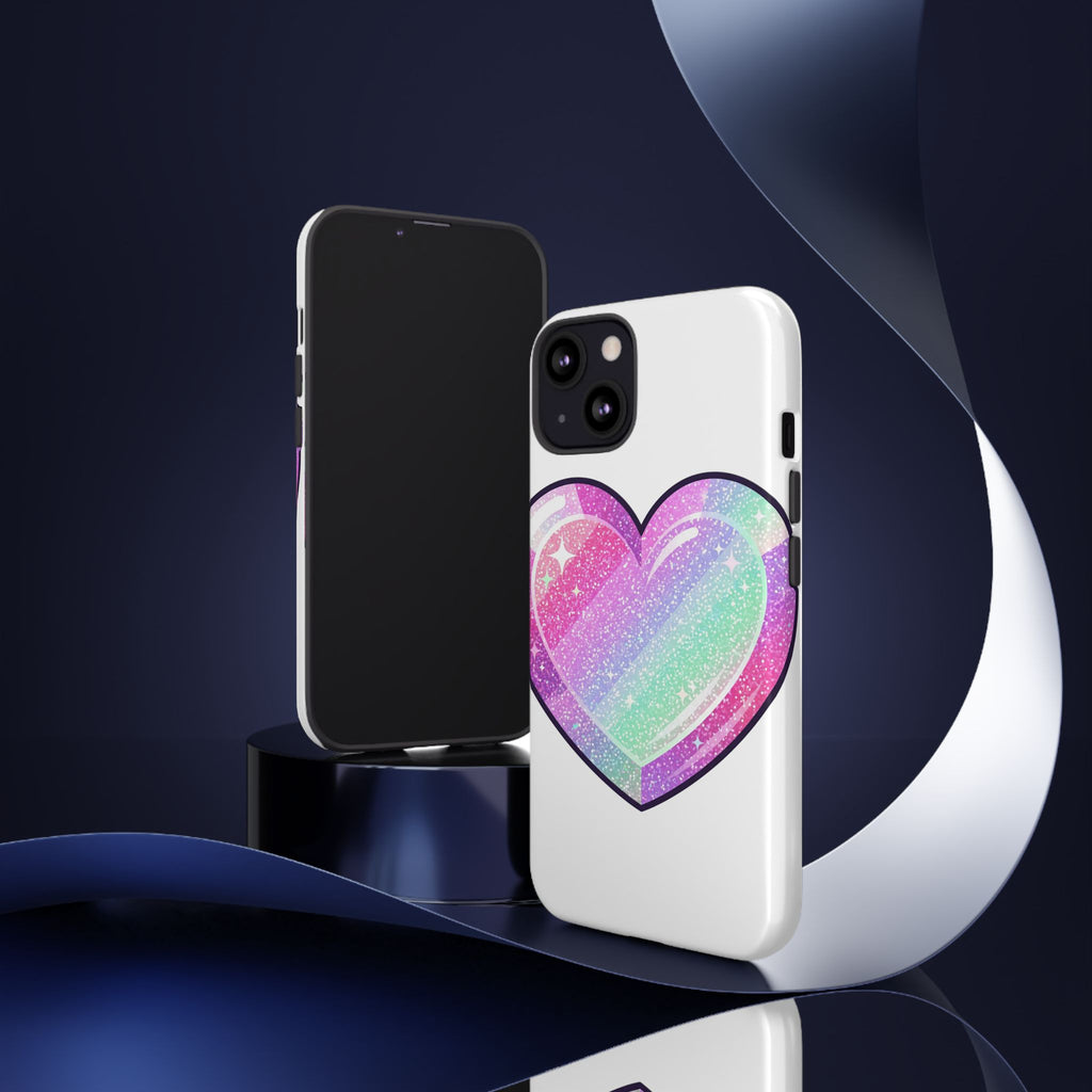 Pastel Glitter Heart Tough Phone Case — Cute Protective Phone Cover