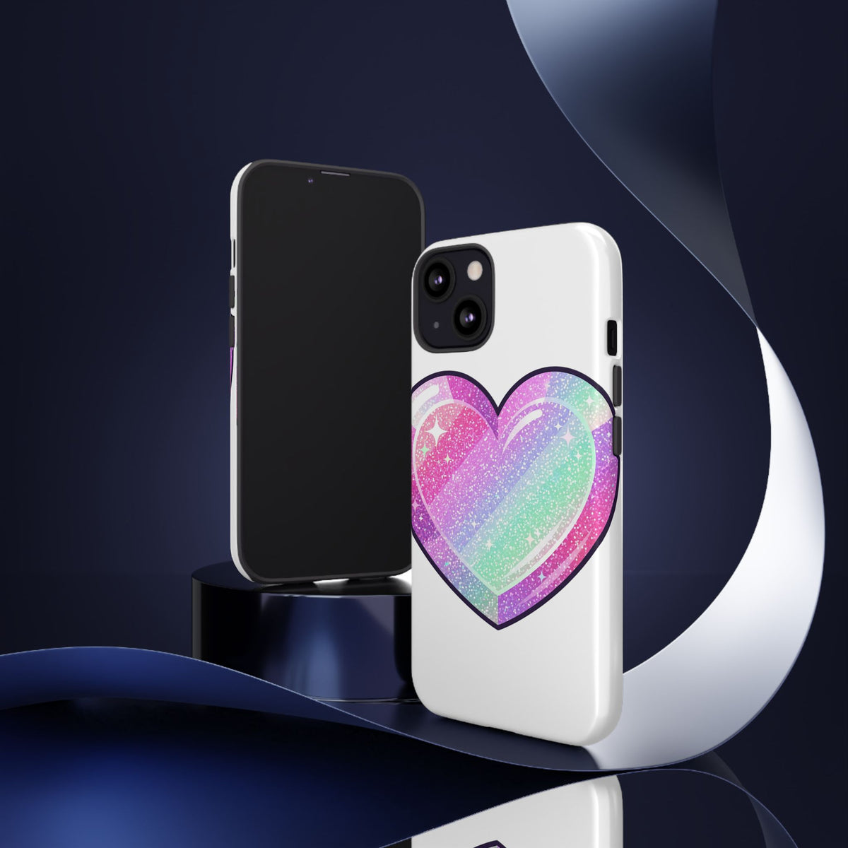 Pastel Glitter Heart Tough Phone Case — Cute Protective Phone Cover
