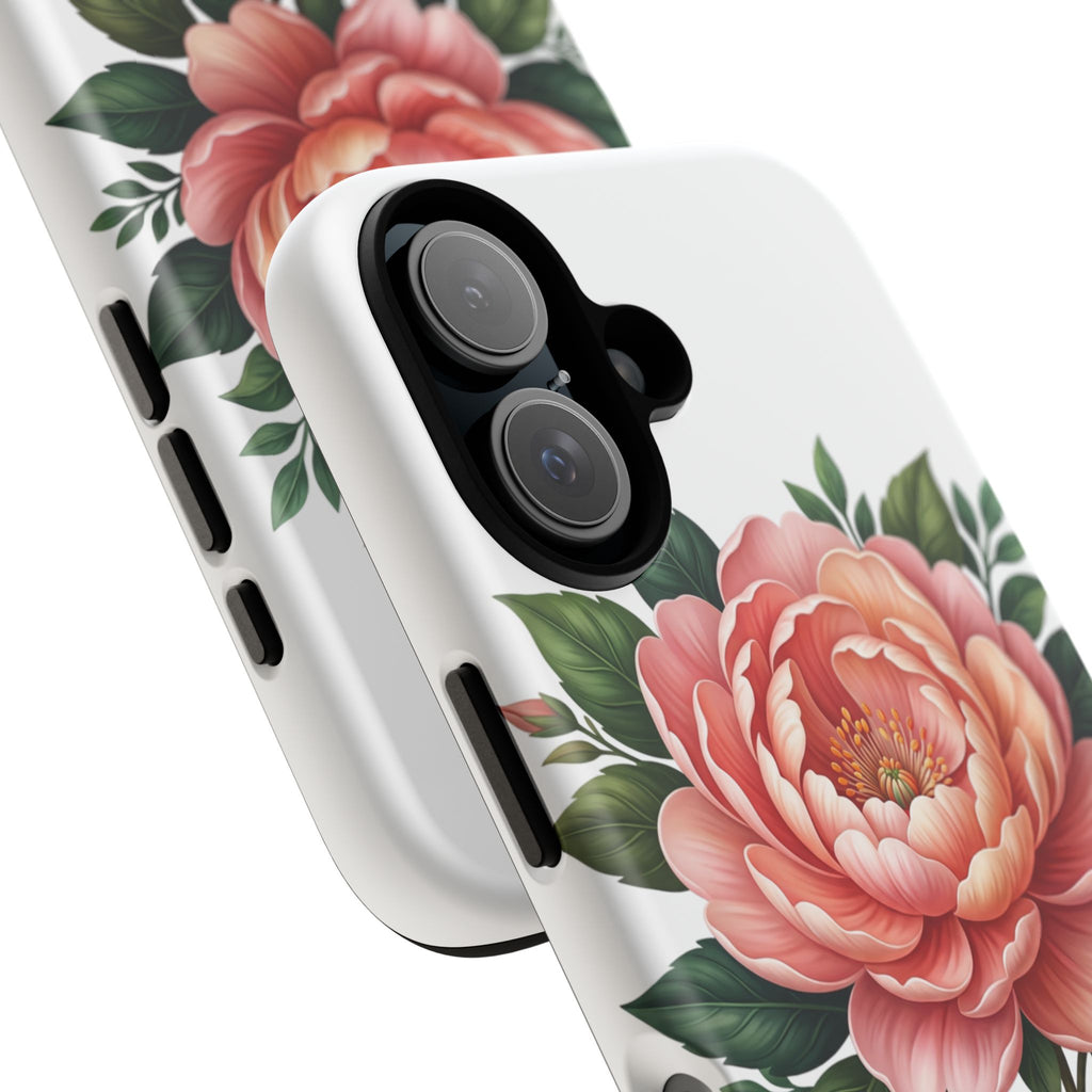 Floral Peony Tough Phone Case — Protective Botanical iPhone Cover