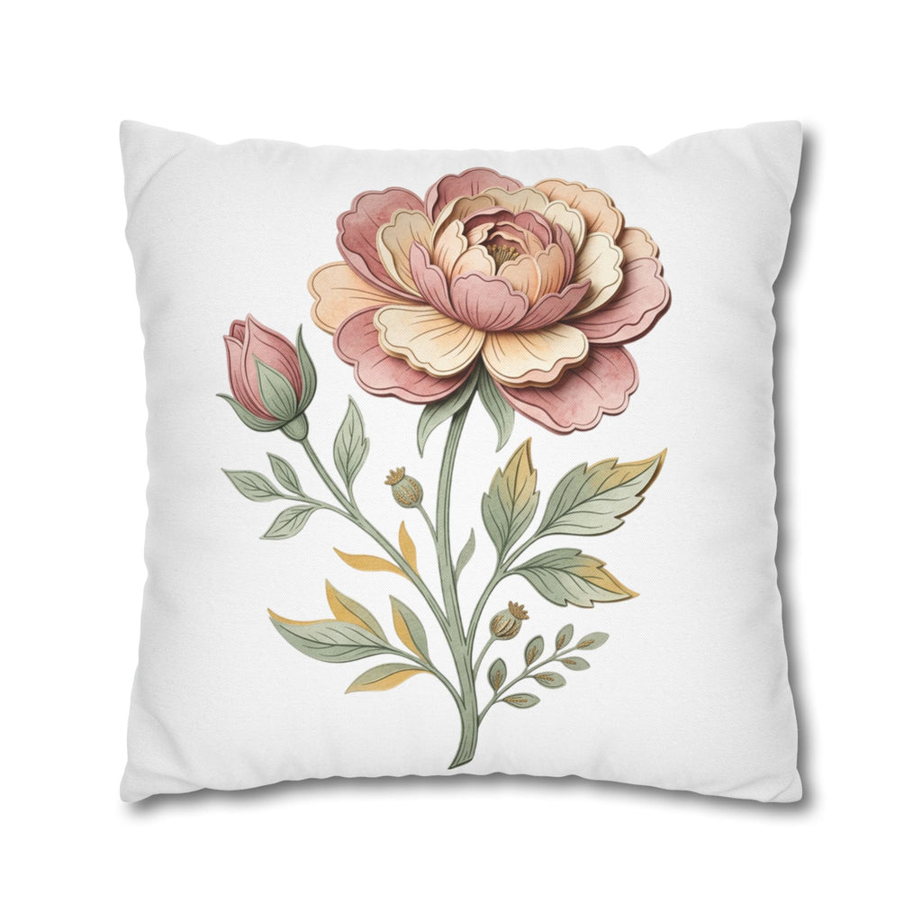 Floral Rose Spun Polyester Square Pillowcase