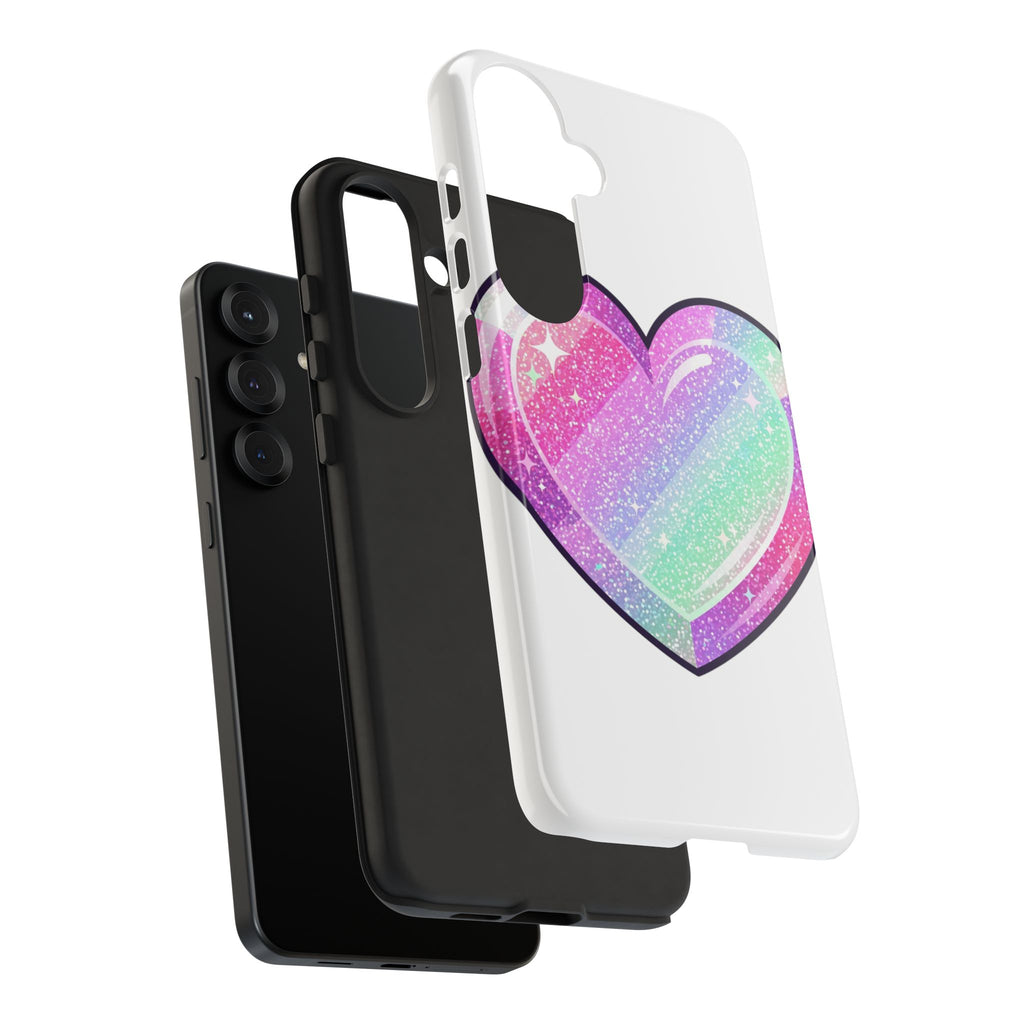 Pastel Glitter Heart Tough Phone Case — Cute Protective Phone Cover