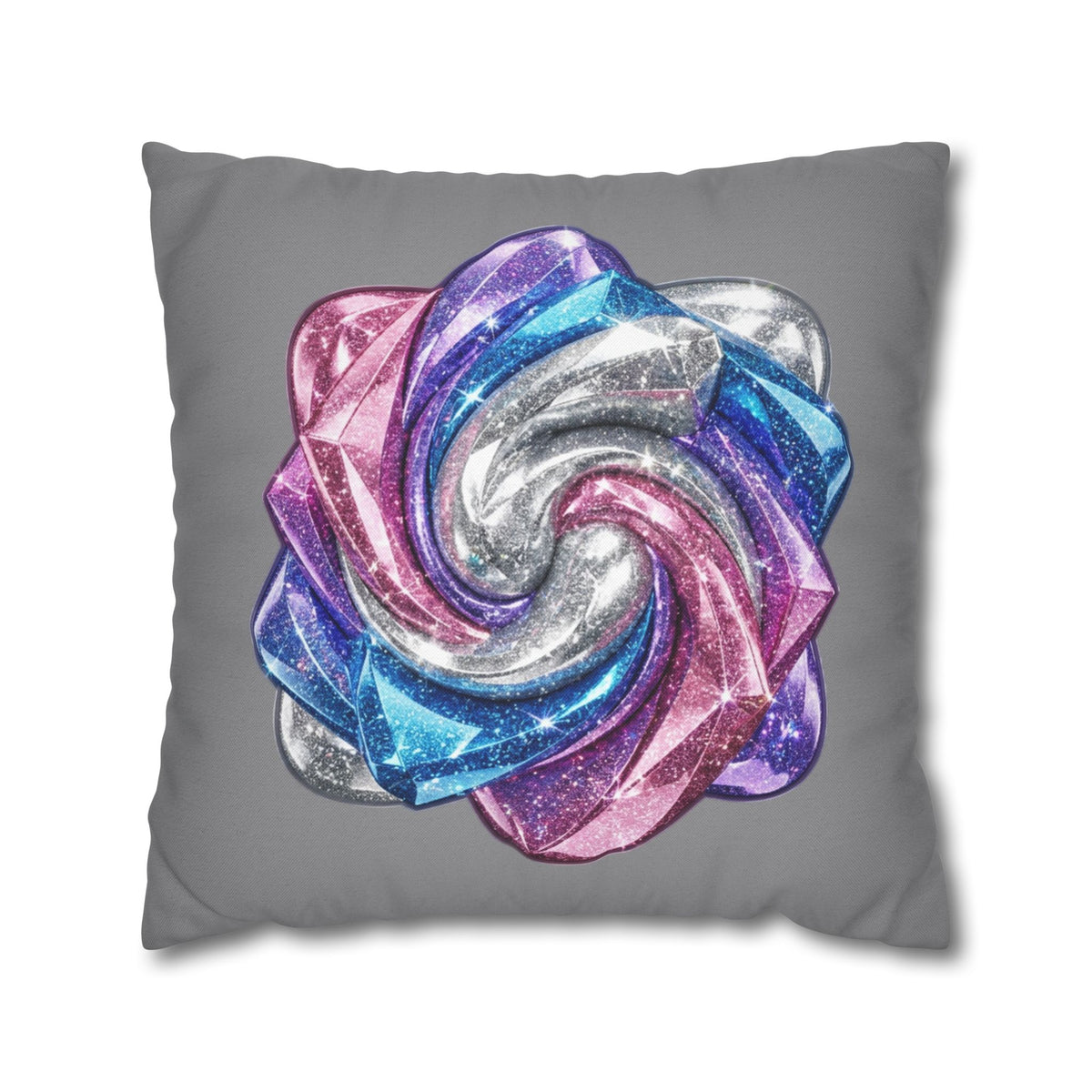 3D Glitter Design Grey Spun Polyester Square Pillowcase