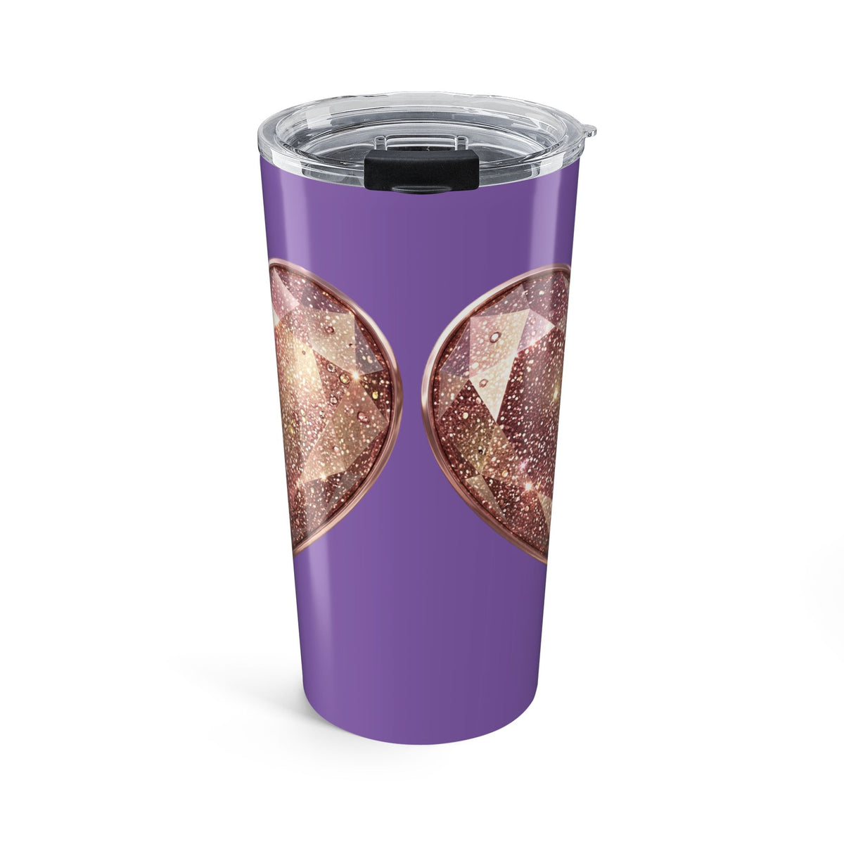 20oz Glitter Heart Tumbler – Light Purple Sparkle Travel Cup