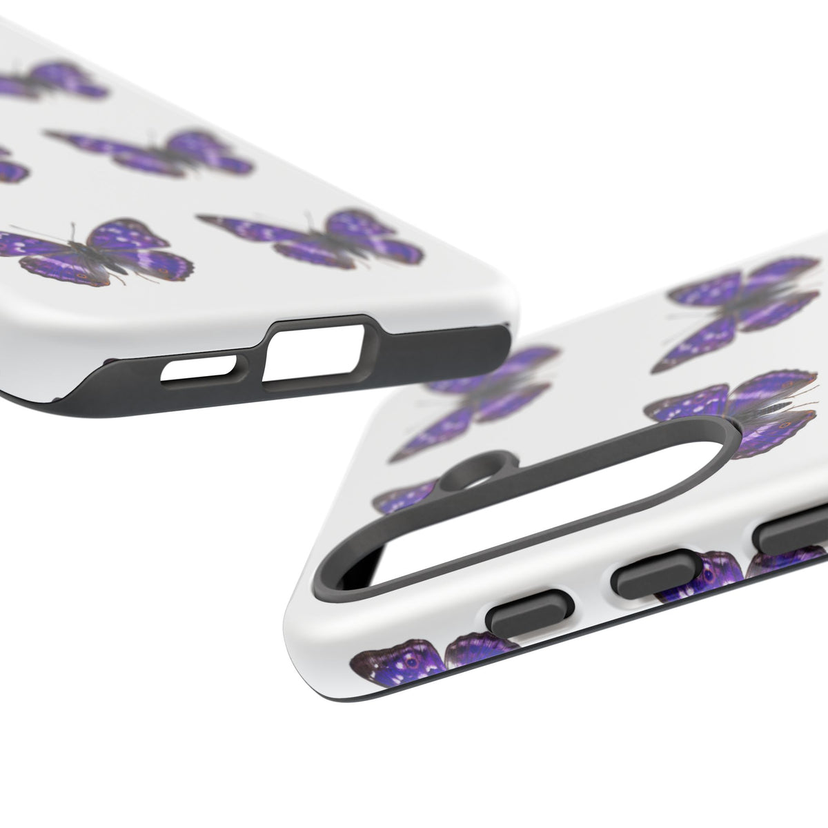 Purple Butterfly Tough Phone Case — Durable Protective iPhone Case with Repeating Butterfly Pattern