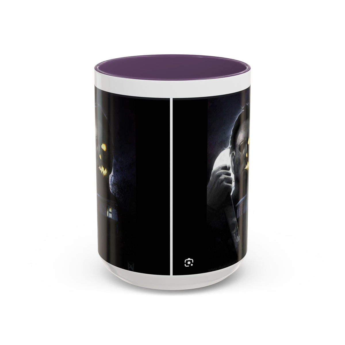 Halloween Michael Myers Accent Coffee Mug — Spooky Horror Movie Jack-O'-Lantern Face (11/15oz)