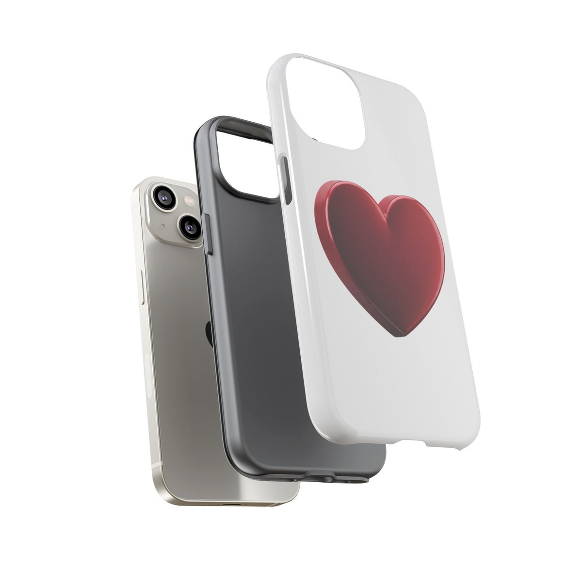 Heart Tough Phone Case - Red 3D Heart Protective Phone Case