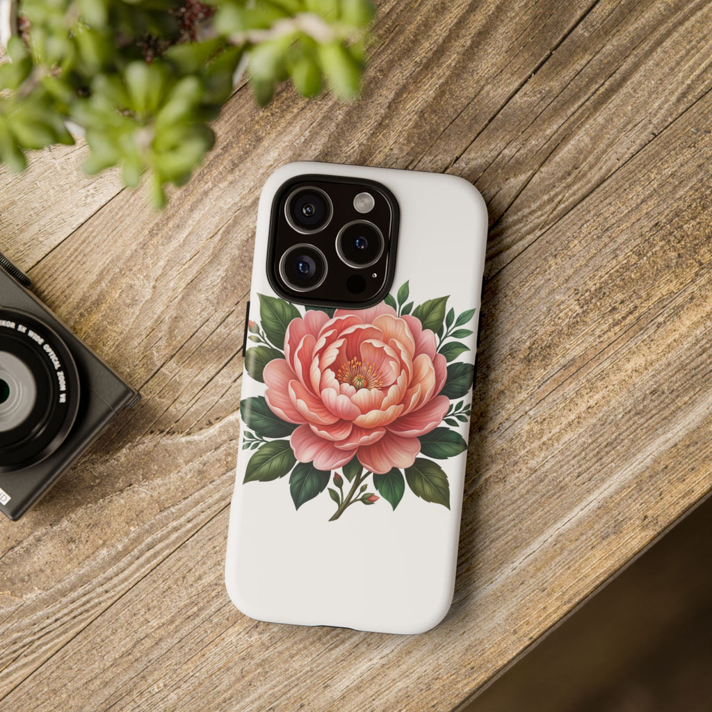 Floral Peony Tough Phone Case — Protective Botanical iPhone Cover